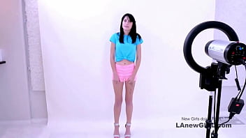 Elegant brunette model got seduced by the producer