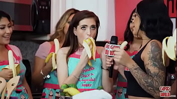 Deep throating bananas and masturbating