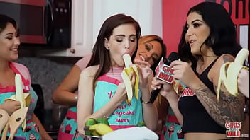 Deep throating bananas and masturbating