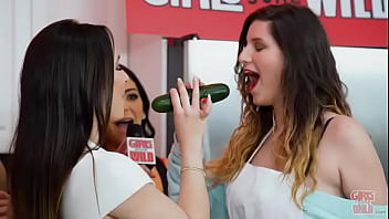 Deep throating bananas and masturbating