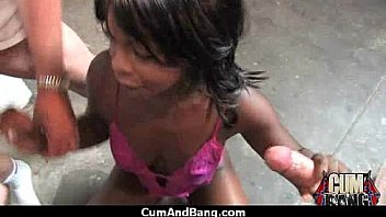 Amazing interracial group deepthroat 5