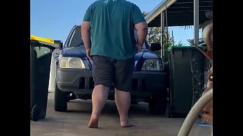 Chubby Cums Behind Car Again thumbnail