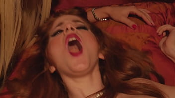 Sex toys pussy licking and lesbian orgasm for these two hostesses