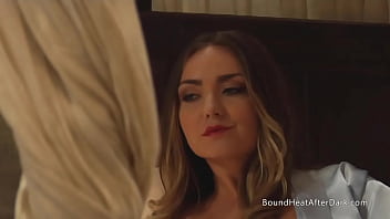 Naughty curvy big natural tits lesbian slave fingeering herself with mistress