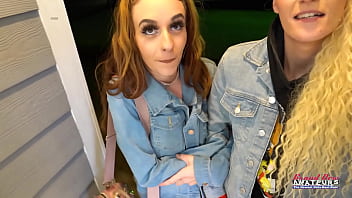 Skinny blonde sassy and cute brunette lola suck their tits and twats