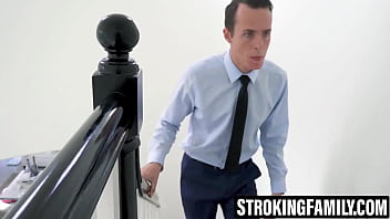 Milfâs tits slapped while stepson cums on her face