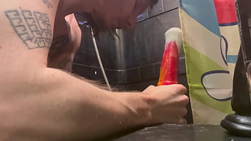 Twink deepthroating cock toy