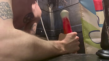 Twink deepthroating cock toy