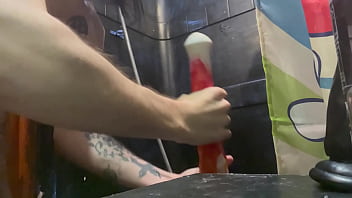 Twink deepthroating cock toy