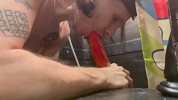 Twink deepthroating cock toy