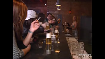 Natalie has her first gangbang with dp in a bar