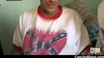 Black girl sucks many white cocks in redneck group 15