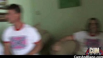 Black girl sucks many white cocks in redneck group 15