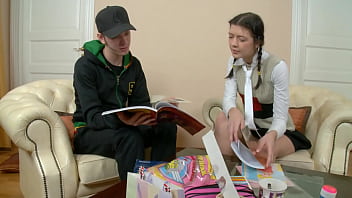 Saucy doll gets boned doggystyle on the sofa