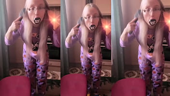 Asmr hair brush to ponytail