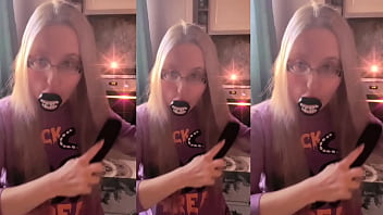 Asmr hair brush to ponytail