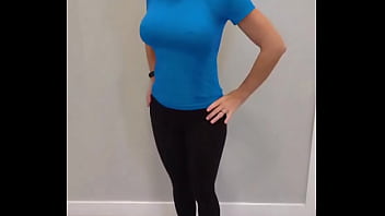 Black yoga pants & blue compression shirt try on