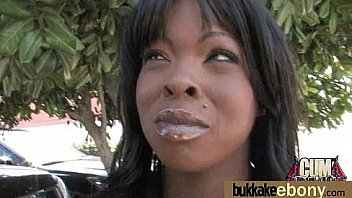 Ebony in a huge bukkake 7
