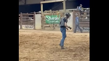 My step son first time riding a bull and going for round 2