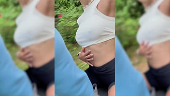 Handjob on the scooter leads to public fuck on the beach