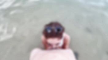 Handjob on the scooter leads to public fuck on the beach