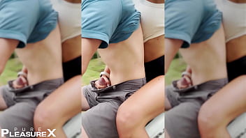 Handjob on the scooter leads to public fuck on the beach