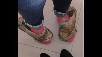 Trashed sneakers and jeans Trashed sneakers and jeans