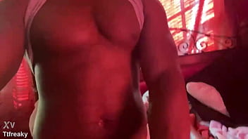 Ebony teen cumshot before work