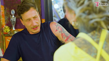 Pornstar tattoo artist gets assfucked from customer hard anal atm facial cumshoot