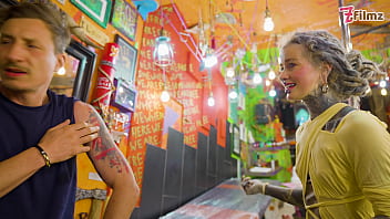 Pornstar tattoo artist gets assfucked from customer hard anal atm facial cumshoot