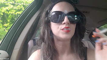 Sage eldritch red lipstick cigarette inhales & exhales