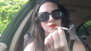 Sage eldritch red lipstick cigarette inhales & exhales