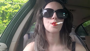 Sage eldritch red lipstick cigarette inhales & exhales