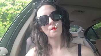 Sage eldritch red lipstick cigarette inhales & exhales