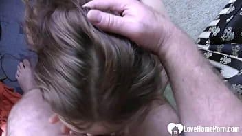 Horny girlfriend sucking boyfriends roomatee cock