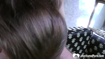 Horny girlfriend sucking boyfriends roomatee cock