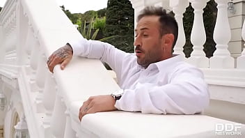 Busty milf blows him right