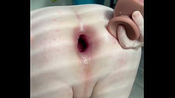 Huge anal gape from thick dildo