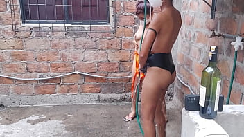 The whores enjoy their day off taking a sensual bath in their country house and touching their tits and vagina