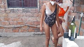 The whores enjoy their day off taking a sensual bath in their country house and touching their tits and vagina