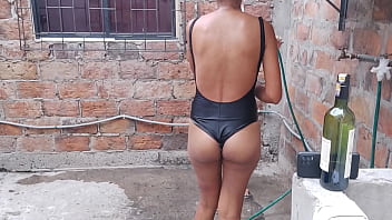 The whores enjoy their day off taking a sensual bath in their country house and touching their tits and vagina