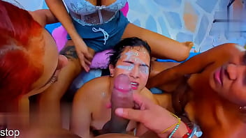 4 greedy whores like to fuck cock and give blowjobs to the neighbor in pov