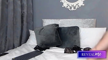 Revealme sexy italian milf in black lingerie double penetration dildo fantasy