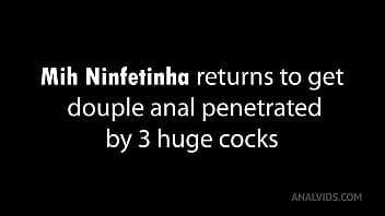 Mih ninfetinha is back to take 3 huge cocks and get her ass destroyed dap anal 0% pussy atm huge gapes monster cock