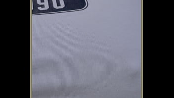 Milf exercises outdoors with no bra