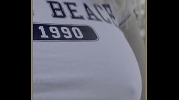 Milf exercises outdoors with no bra