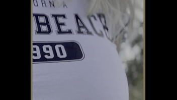 Milf exercises outdoors with no bra