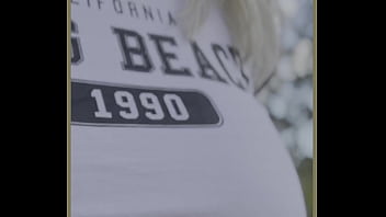 Milf exercises outdoors with no bra