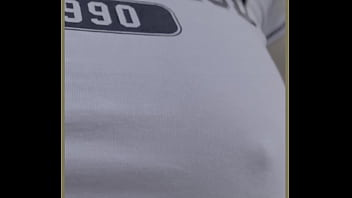 Milf exercises outdoors with no bra