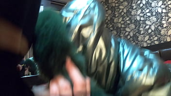 Stepmom was face fucked cum on shiny and fluffy down jacket preview